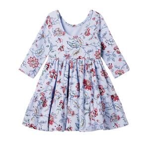 Janie and Jack NWT The Everyday Three Quarter Sleeve Blue Floral Dress.